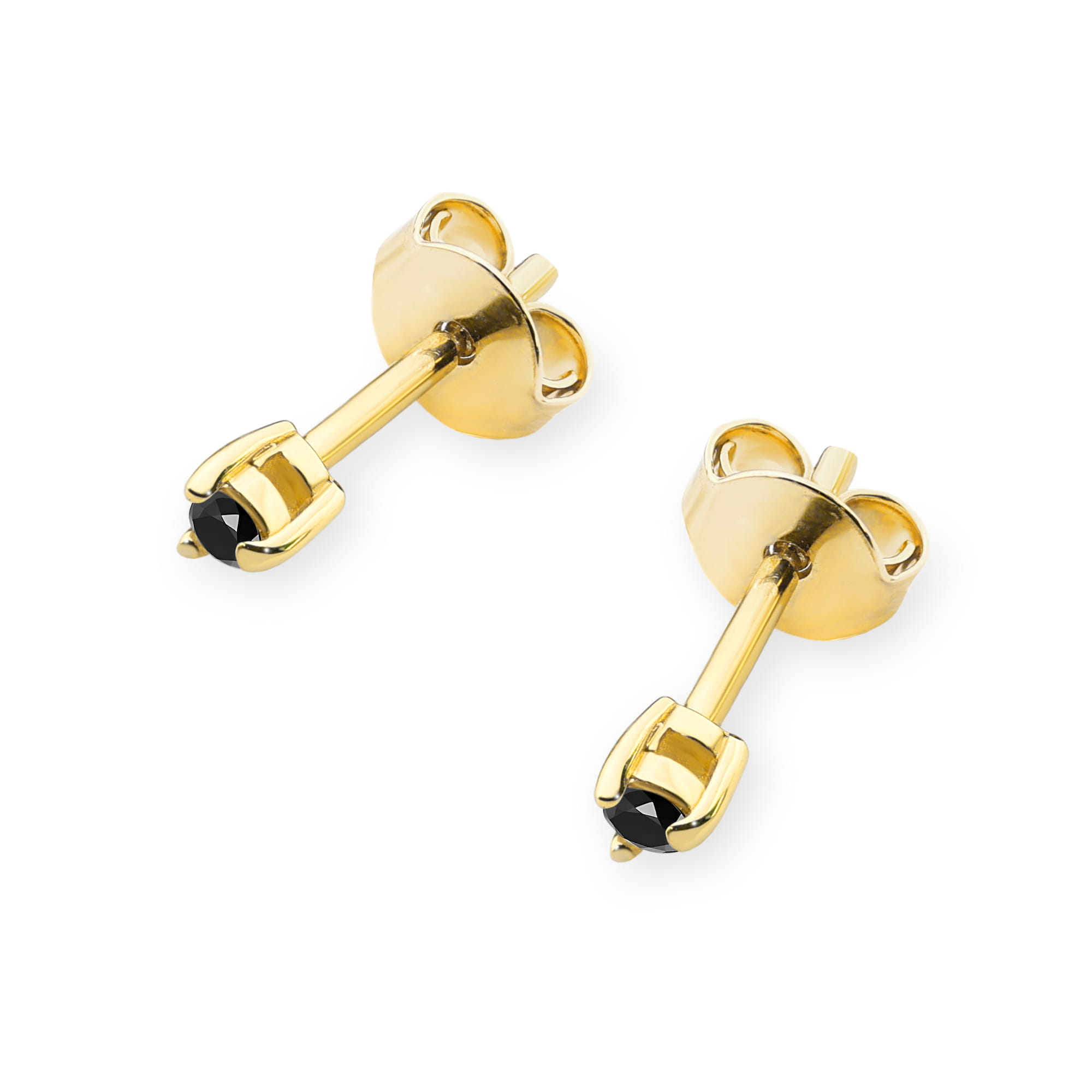 Kolczyki z czarnym diamentem 2 x 0,04 ct (zapięcie Sztyft) · K0035 - obrazek 2