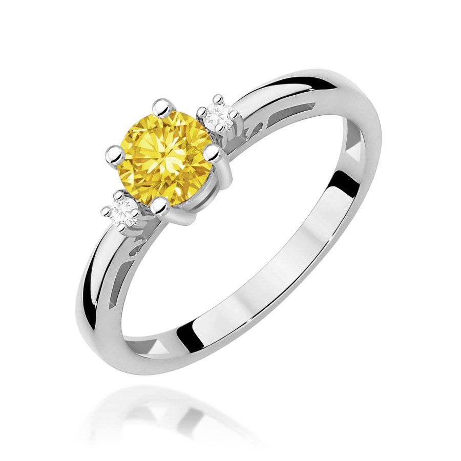 Ring with yellow diamond lab-grown 0,50 ct in white setting