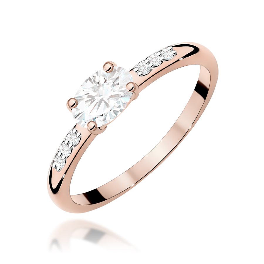 Ring with oval diamond lab-grown 0,40 ct in rose gold