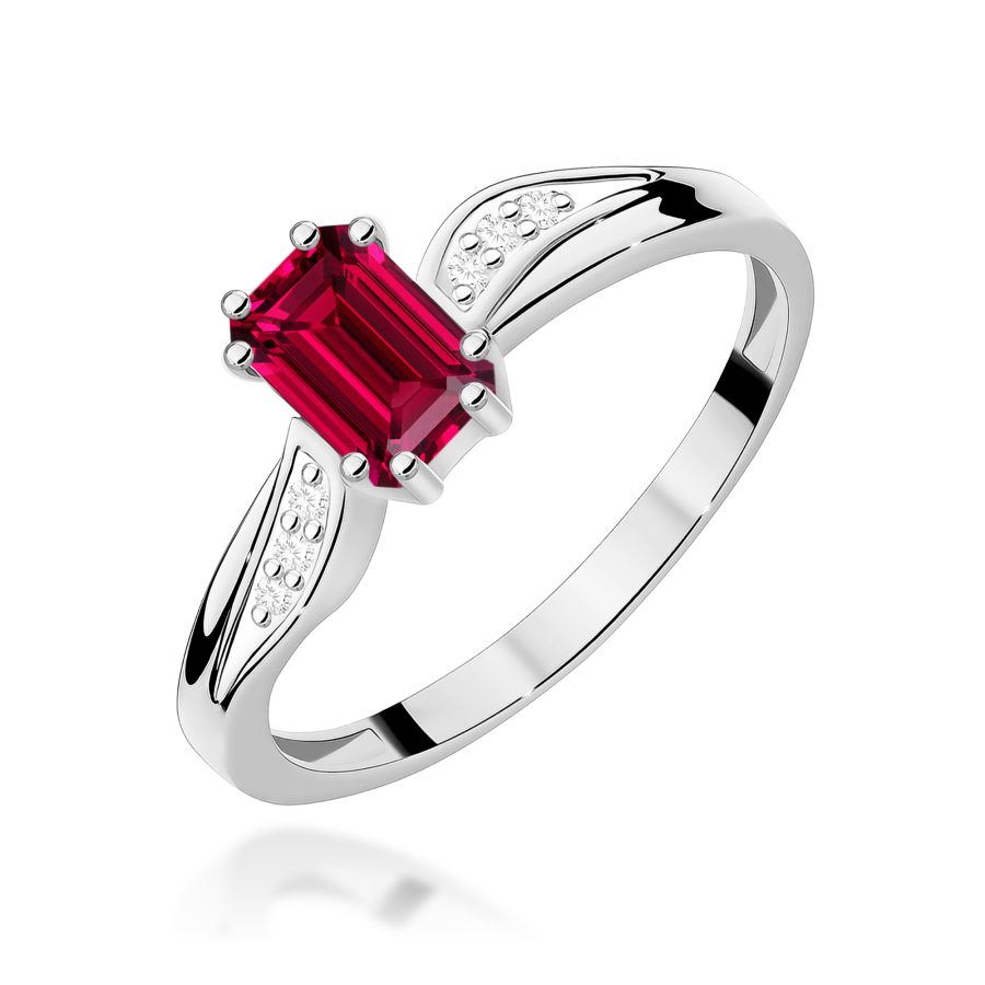 Pierścionek z rubinem 0,80 ct W0094 – białe złoto próby 585