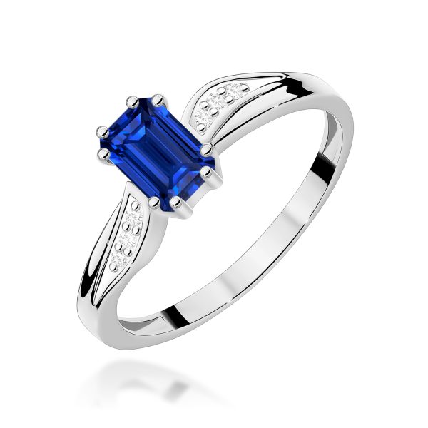 Pierścionek z szafirem 0,60 ct W0094 – białe złoto próby 585