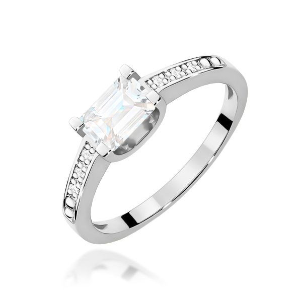 Pierścionek z kamieniem diament laboratoryjny 0,60 ct W0105 – białe złoto próby 585