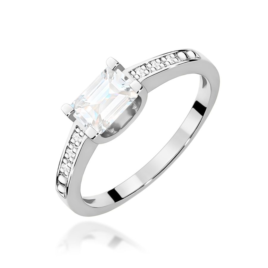 Pierścionek z kamieniem diament laboratoryjny 0,60 ct W0105 – białe złoto próby 585
