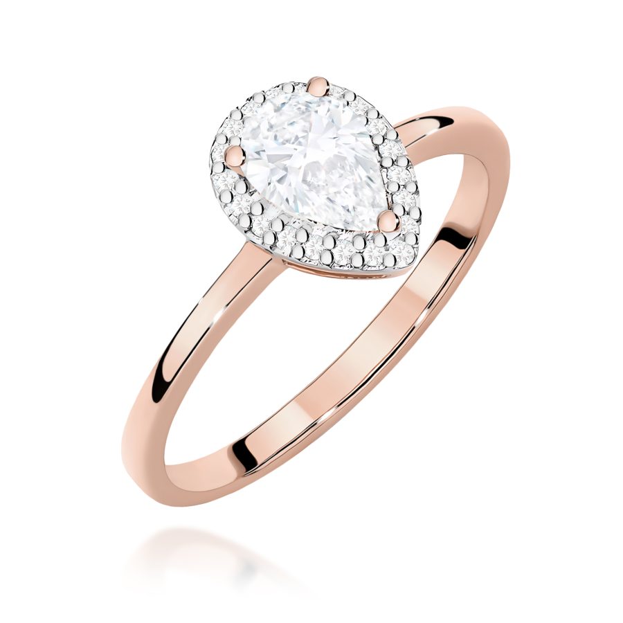 Ring with a lab-grown diamond 0,65 ct teardrop-shaped