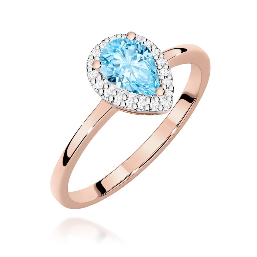 Pierścionek z topazem Swiss 0,90 ct w różowym złocie próby 585 · W0455