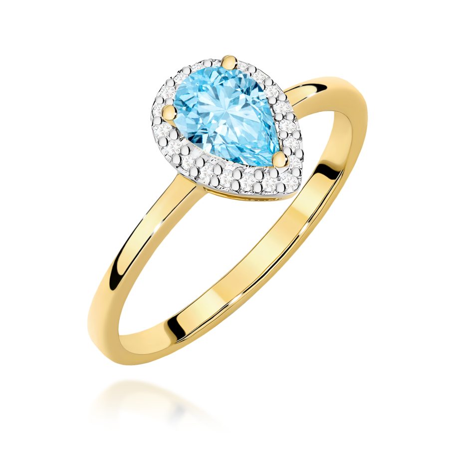 Pierścionek z topazem Swiss 0,90 ct i diamentami · W0455