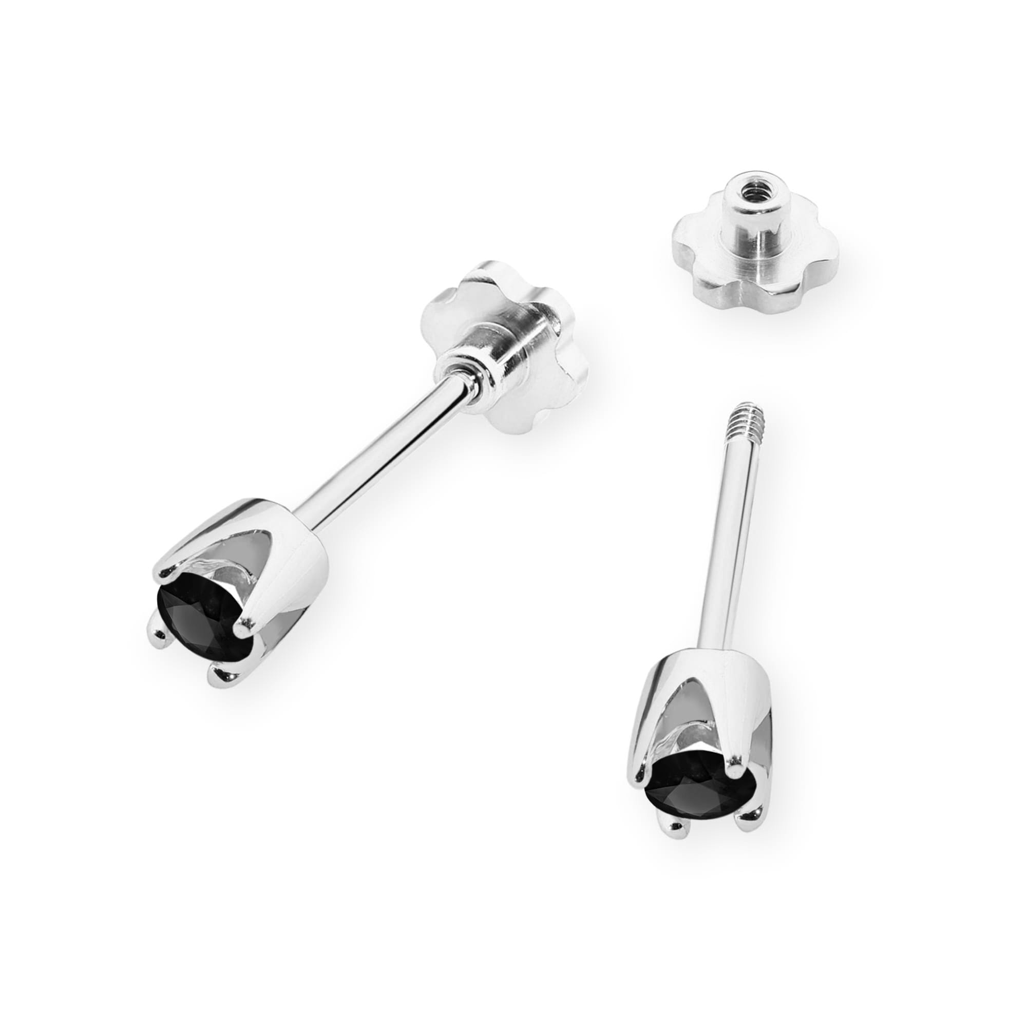 Kolczyki z czarnym diamentem 2 x 0,12 ct K0034 – białe złoto próby 585 – widok produktu 2
