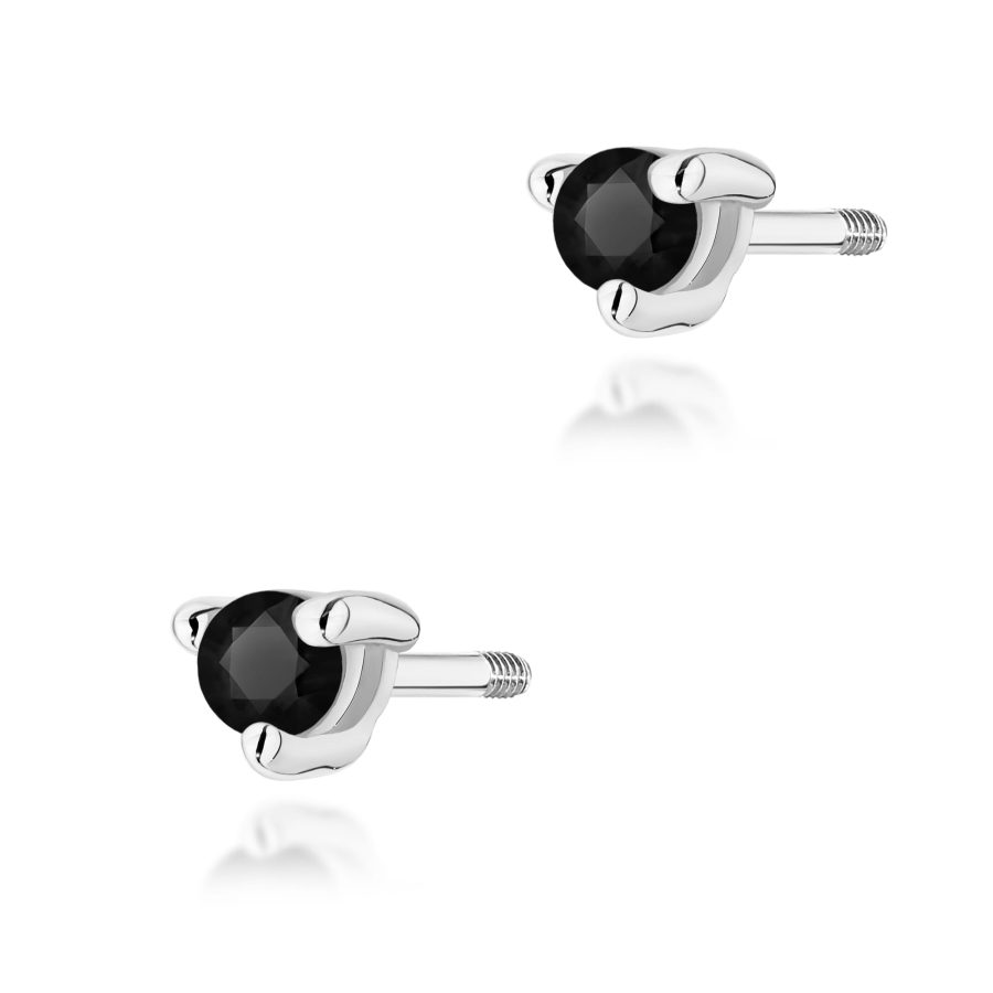 Kolczyki z czarnym diamentem 2 x 0,04 ct K0035 – białe złoto próby 585 – widok produktu 1