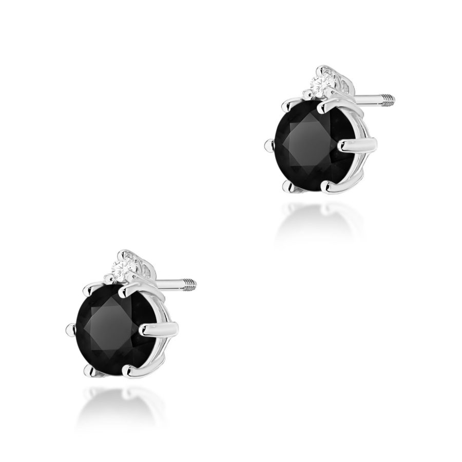 Kolczyki z czarnym diamentem 2 x 0,50 ct K0076 – białe złoto próby 585 – widok produktu 1