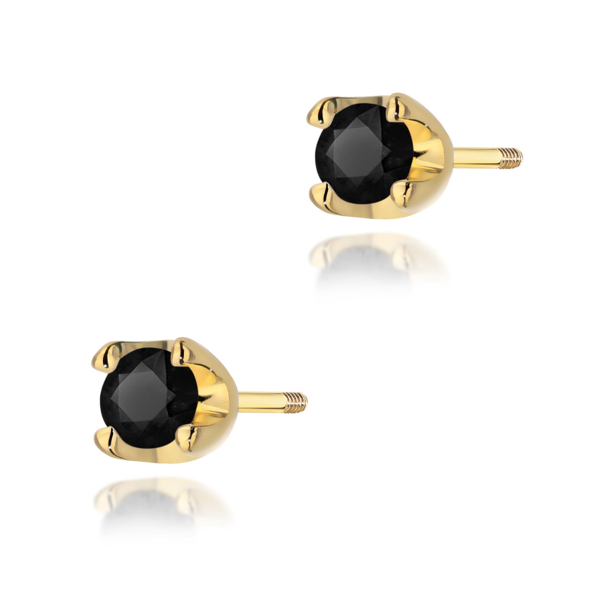 Kolczyki z czarnym diamentem 2 x 0,12 ct K0034 – żółte złoto próby 585 – widok produktu 1