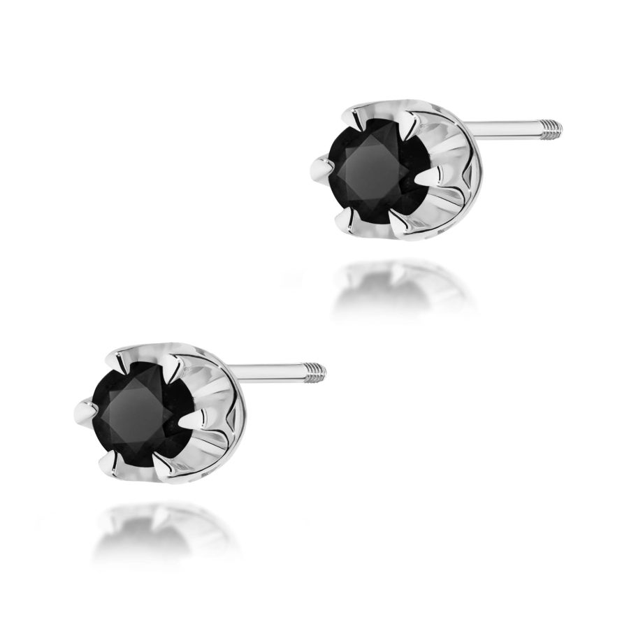 Kolczyki z czarnym diamentem 2 x 0,12 ct K0032 – białe złoto próby 585 – widok produktu 1