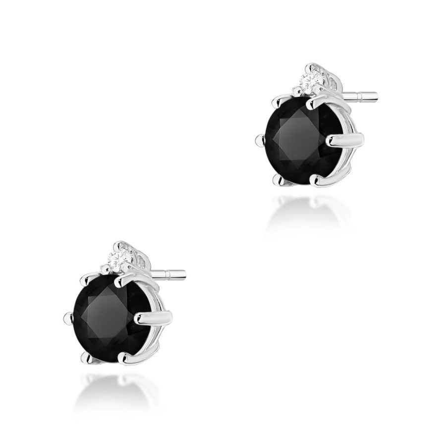 Kolczyki z czarnym diamentem 2 x 0,50 ct K0076 – białe złoto próby 585 – widok produktu 1