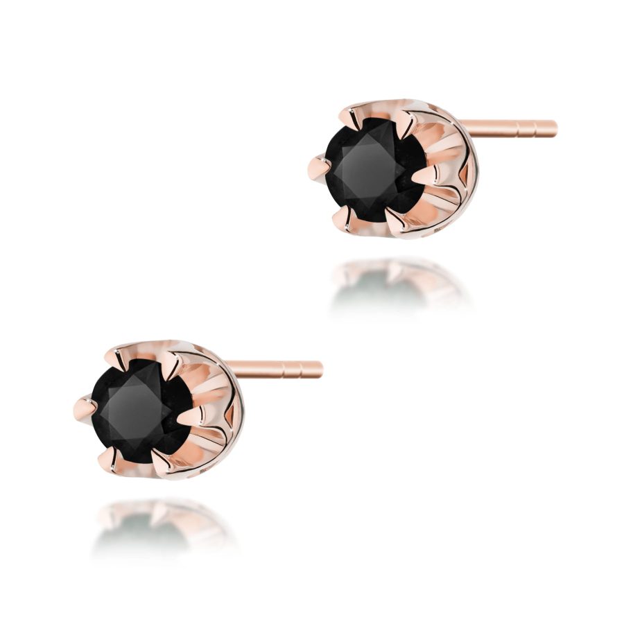 Kolczyki z czarnym diamentem 2 x 0,12 ct K0032 – różowe złoto próby 585 – widok produktu 1