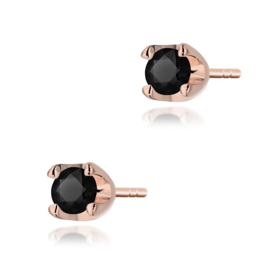 Kolczyki z czarnym diamentem 2 x 0,12 ct K0034 – różowe złoto próby 585 – widok produktu 1