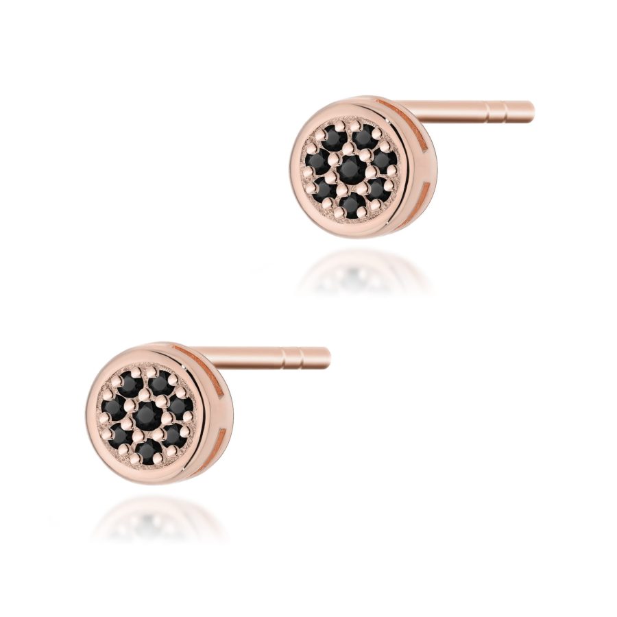 Earrings with black diamonds 0,08 ct in rose gold – product image 1