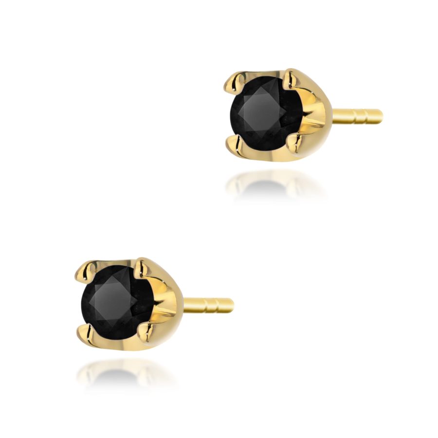 Kolczyki z czarnym diamentem 2 x 0,12 ct K0034 – żółte złoto próby 585 – widok produktu 1