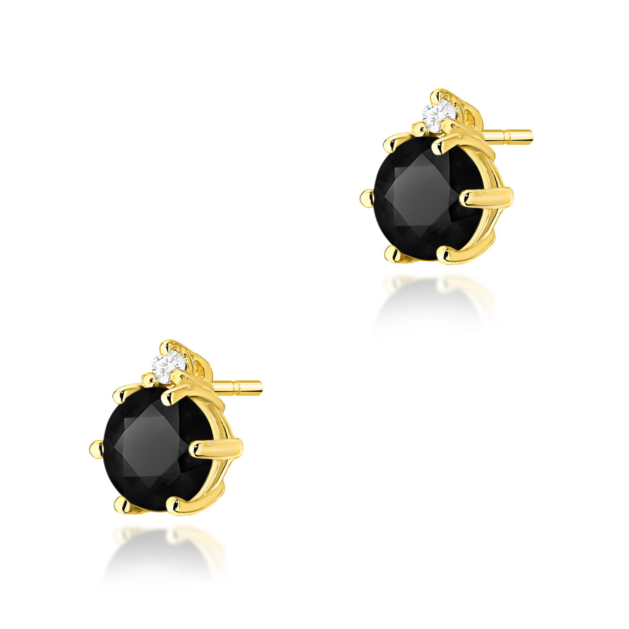 Kolczyki z czarnym diamentem 2 x 0,50 ct K0076 – żółte złoto próby 585 – widok produktu 1
