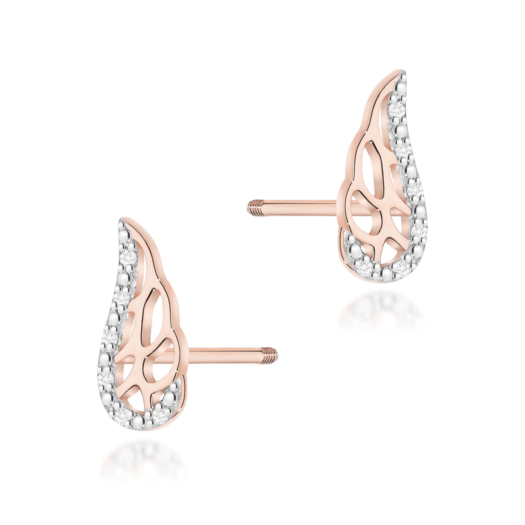 Kolczyki z diamentami 0,18 ct K0043 – różowe złoto próby 585 – widok produktu 1