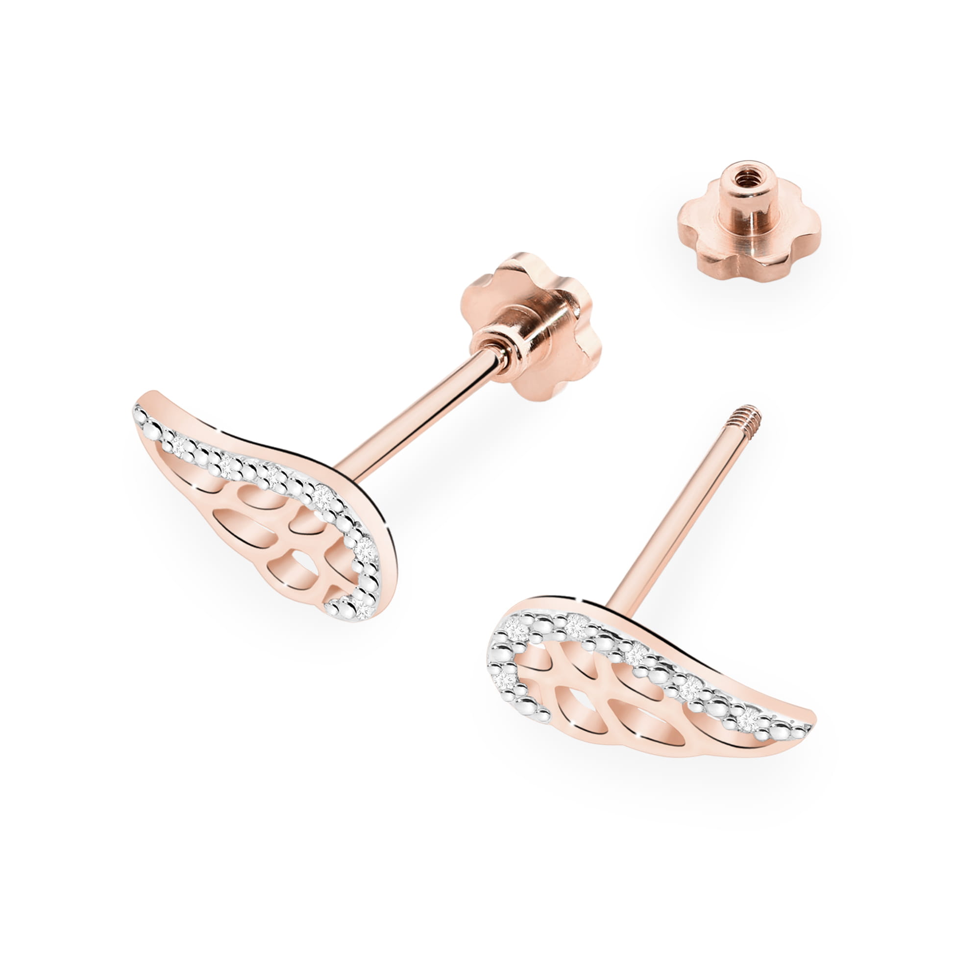 Kolczyki z diamentami 0,18 ct K0043 – różowe złoto próby 585 – widok produktu 2