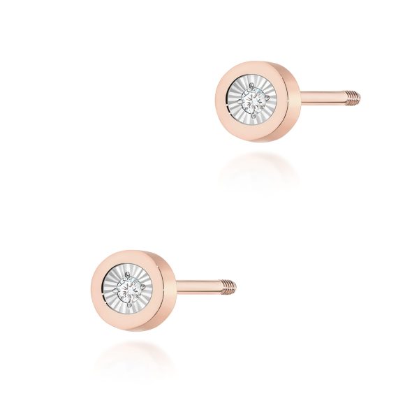 Kolczyki z diamentami 0,18 ct K0071 – różowe złoto próby 585 – widok produktu 1