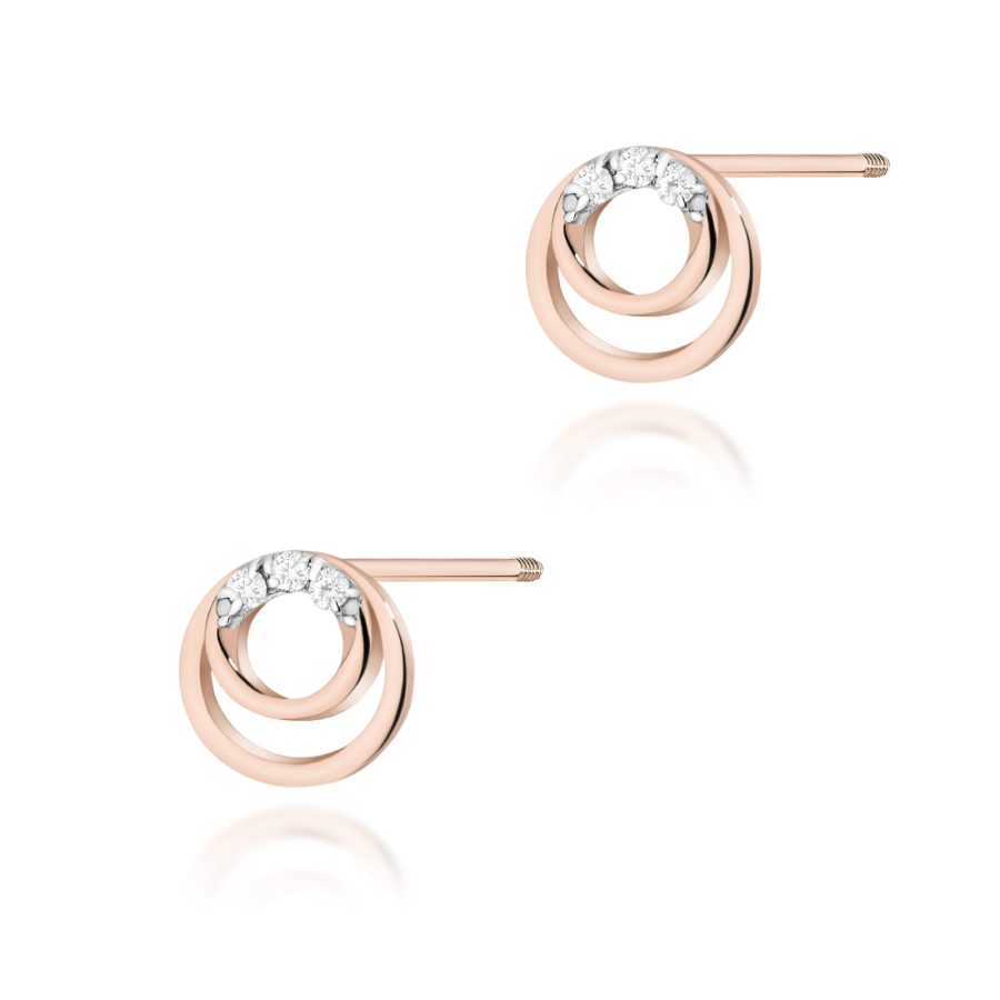 Kolczyki z diamentami 0,18 ct K0078 – różowe złoto próby 585 – widok produktu 1