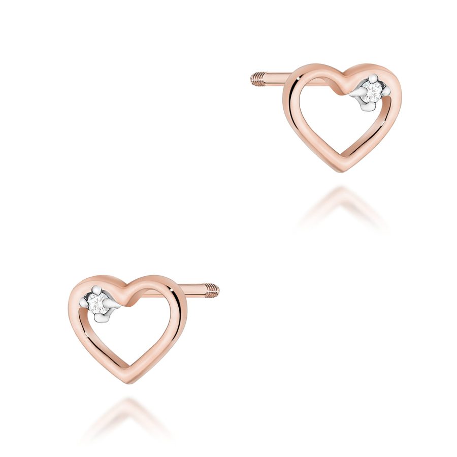 Kolczyki z diamentami 0,18 ct K0079 – różowe złoto próby 585 – widok produktu 1