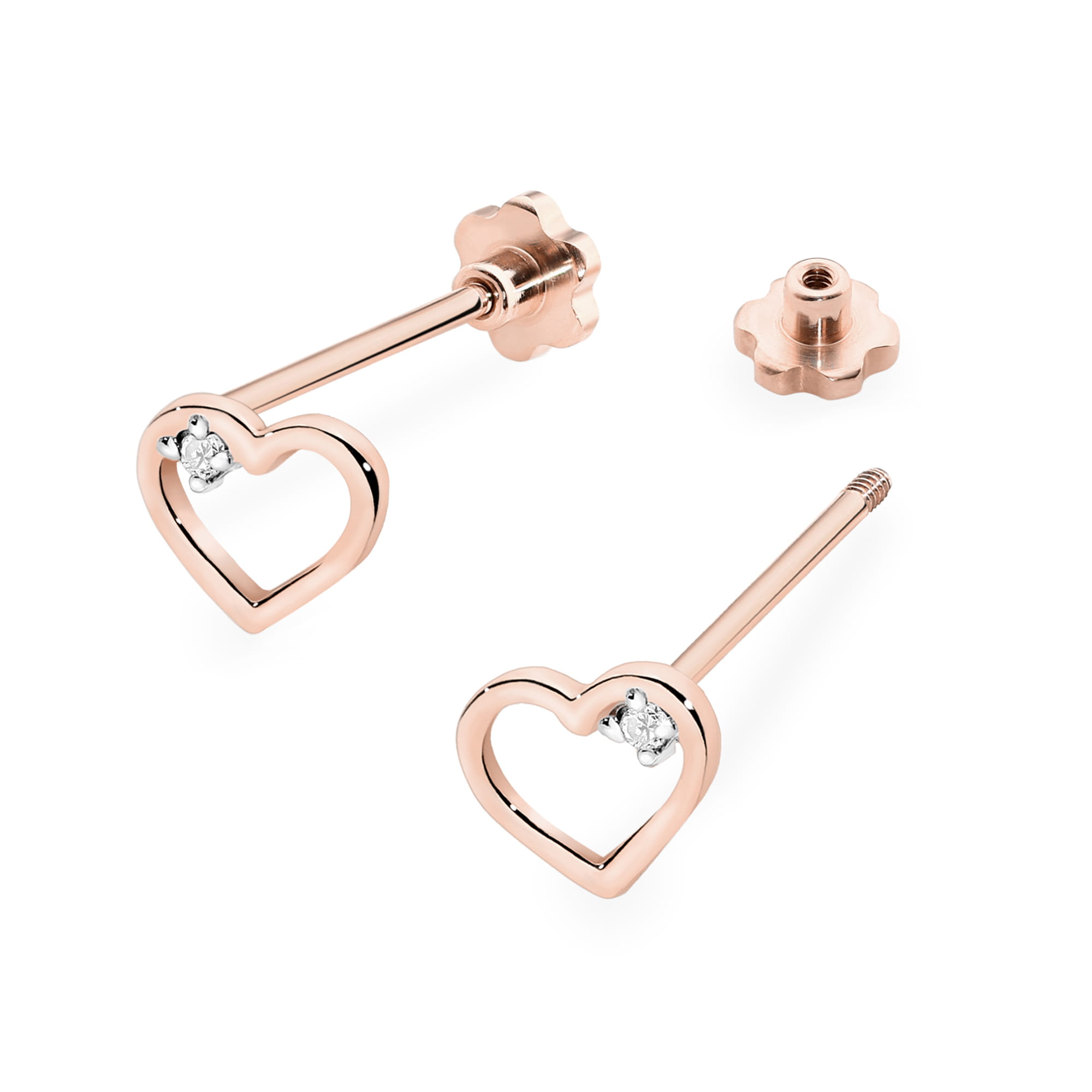 Kolczyki z diamentami 0,18 ct K0079 – różowe złoto próby 585 – widok produktu 2
