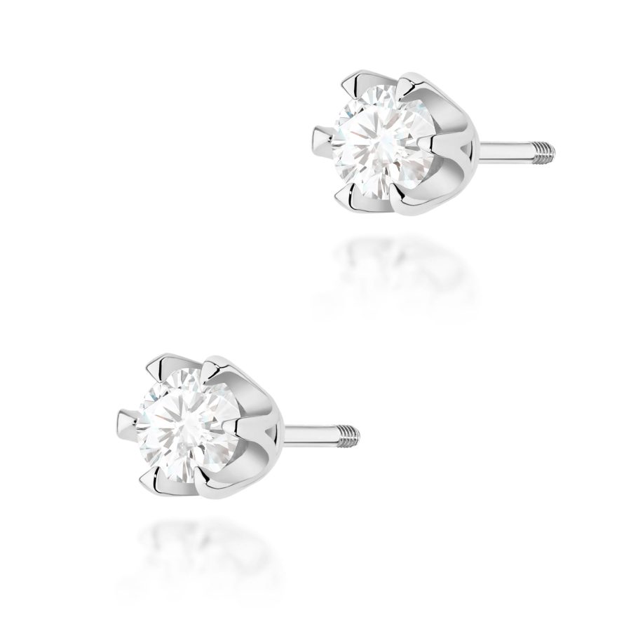Kolczyki z diamentem 2 x 0,25 ct K0220 – białe złoto próby 585 – widok produktu 1