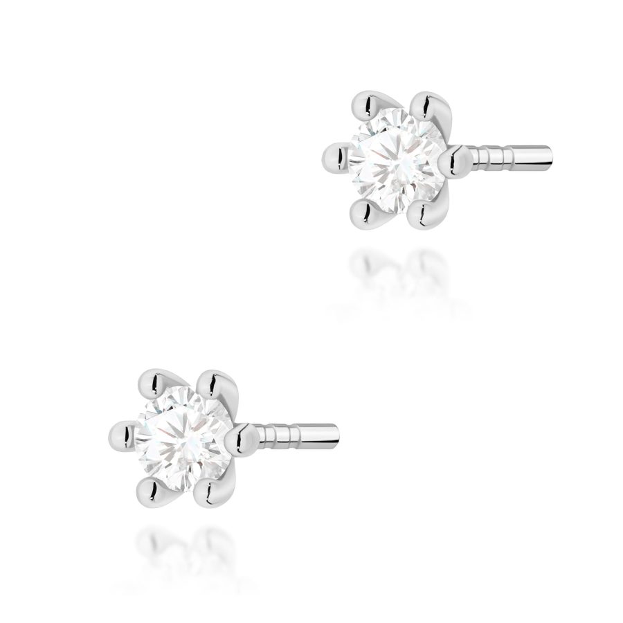 Kolczyki z diamentem 2 x 0,10 ct K0222 – białe złoto próby 585 – widok produktu 1
