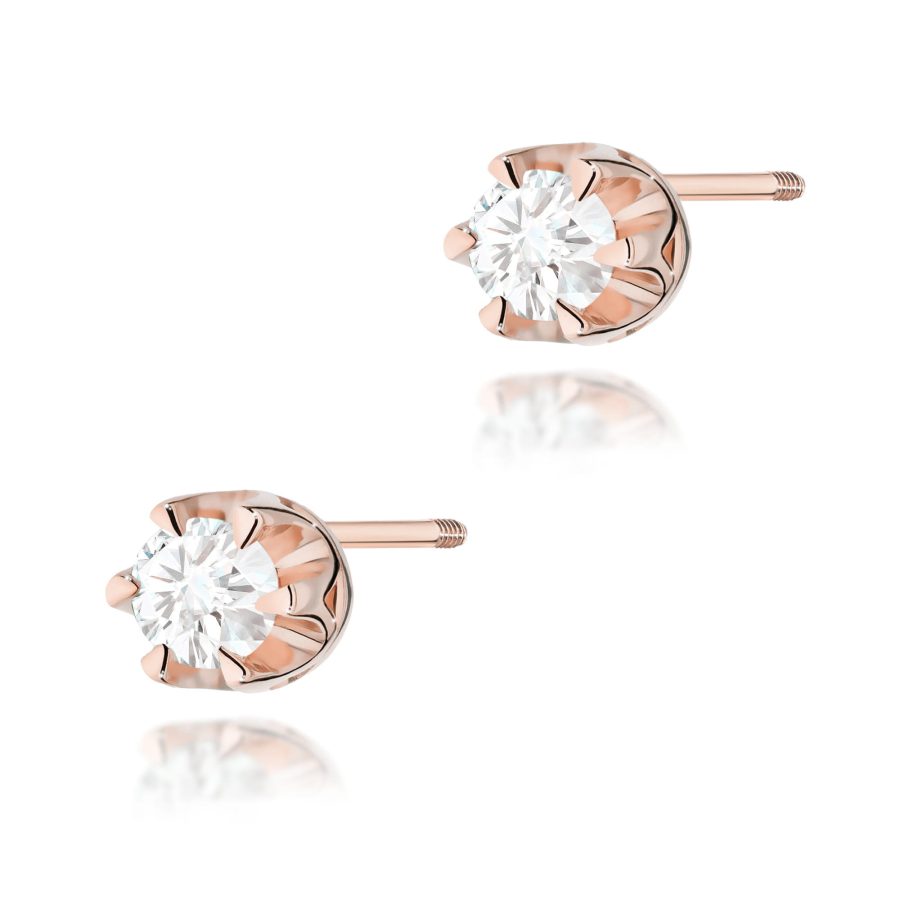 Kolczyki z diamentem 2 x 0,12 ct K0032 – różowe złoto próby 585 – widok produktu 1