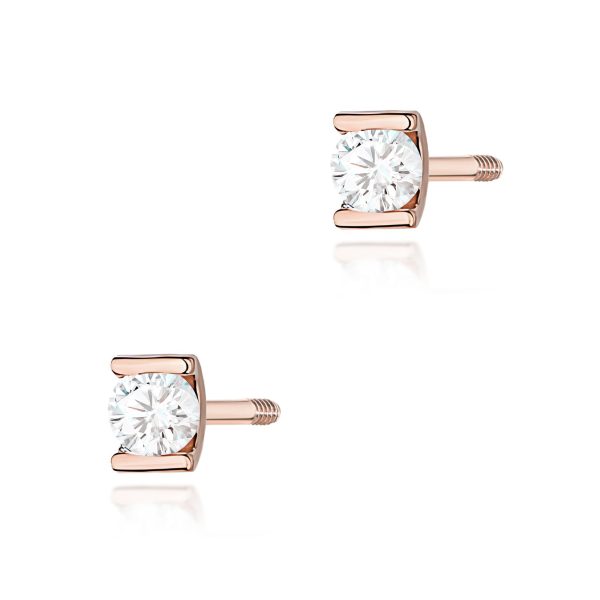 Kolczyki z diamentem 2 x 0,04 ct K0055 – różowe złoto próby 585 – widok produktu 1