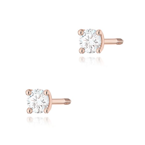 Kolczyki z diamentem 2 x 0,04 ct K0066 – różowe złoto próby 585 – widok produktu 1