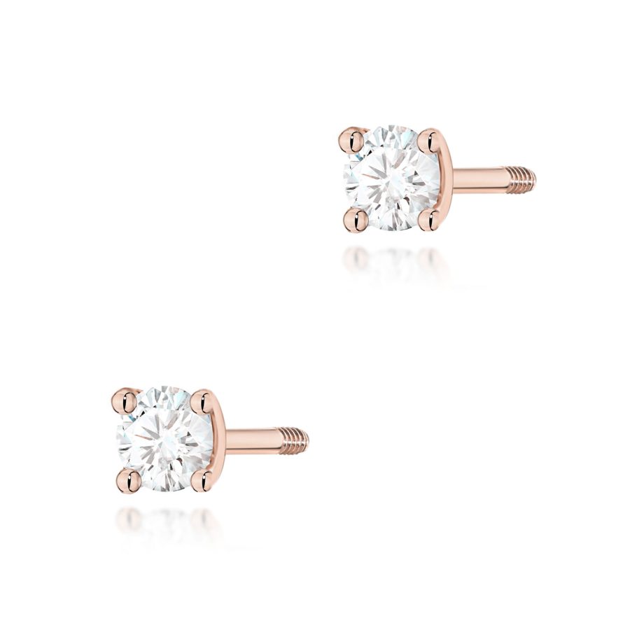 Kolczyki z diamentem 2 x 0,04 ct K0066 – różowe złoto próby 585 – widok produktu 1