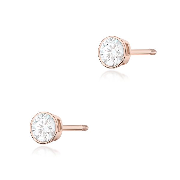 Kolczyki z diamentem 2 x 0,10 ct K0067 – różowe złoto próby 585 – widok produktu 1
