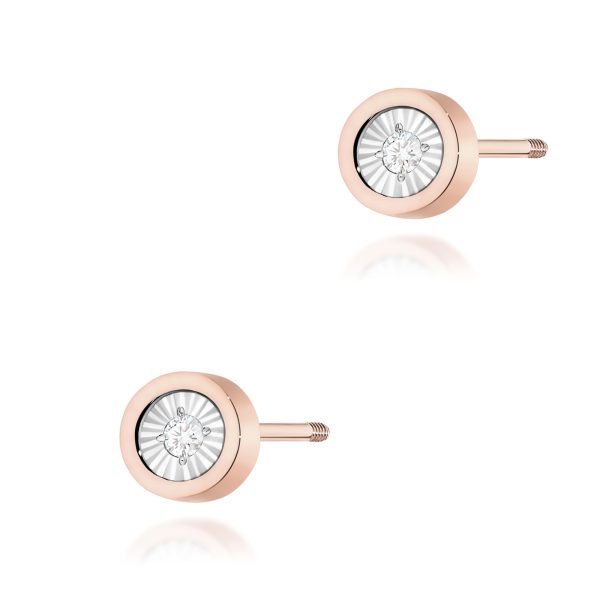Kolczyki z diamentem 2 x 0,08 ct K0081 – różowe złoto próby 585 – widok produktu 1