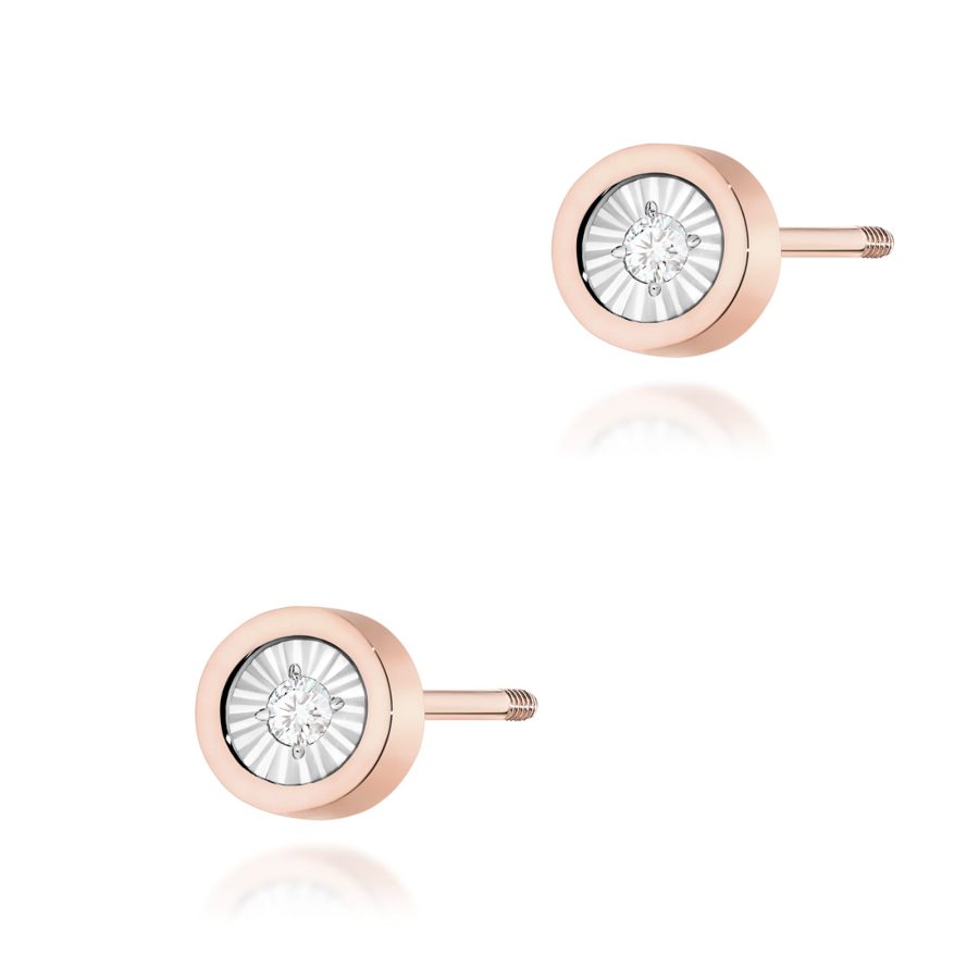 Kolczyki z diamentem 2 x 0,08 ct K0081 – różowe złoto próby 585 – widok produktu 1