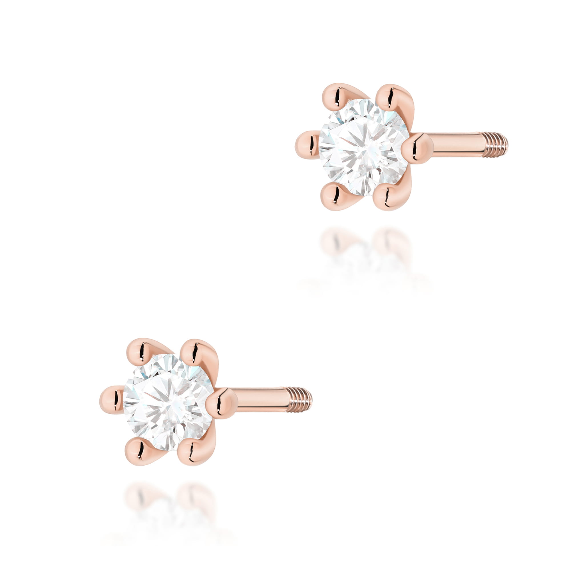 Kolczyki z diamentem 2 x 0,08 ct K0222 – różowe złoto próby 585 – widok produktu 1