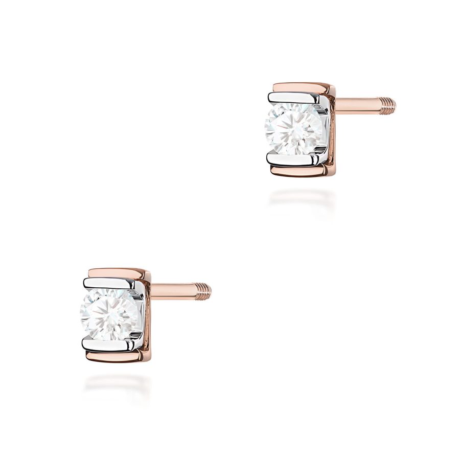 Kolczyki z diamentem 2 x 0,10 ct K0343 – różowe złoto próby 585 – widok produktu 1