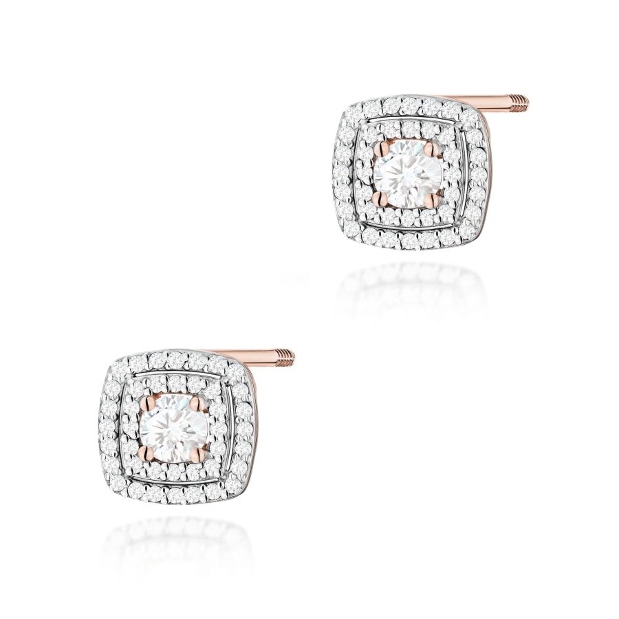Kolczyki z diamentem 2 x 0,30 ct K0506 – różowe złoto próby 585 – widok produktu 1