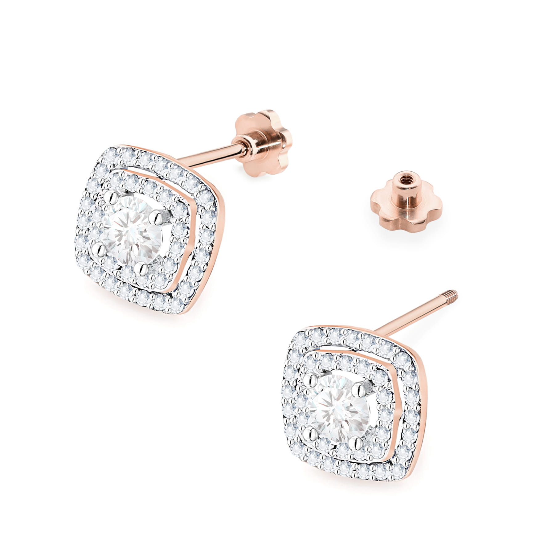 Kolczyki z diamentem 2 x 0,30 ct K0506 – różowe złoto próby 585 – widok produktu 2