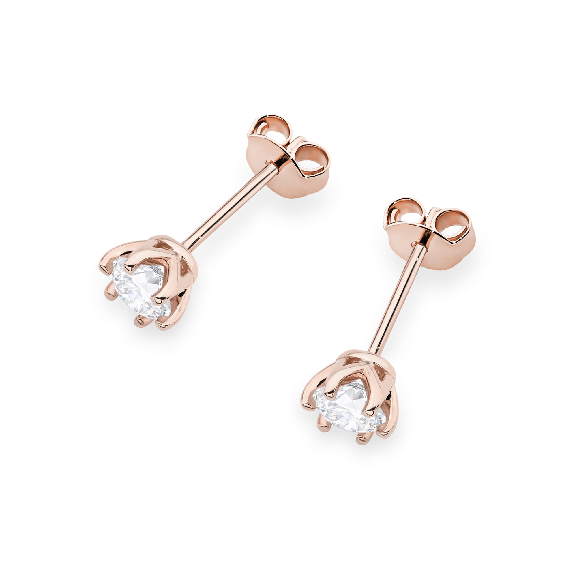 Kolczyki z diamentem 2 x 0,40 ct K0575 – różowe złoto próby 585 – widok produktu 2