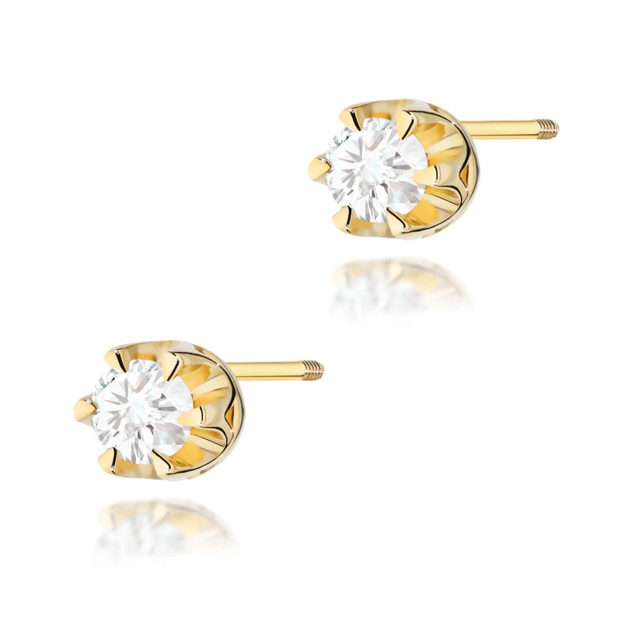 Kolczyki z diamentem 2 x 0,12 ct K0032 – żółte złoto próby 585 – widok produktu 1