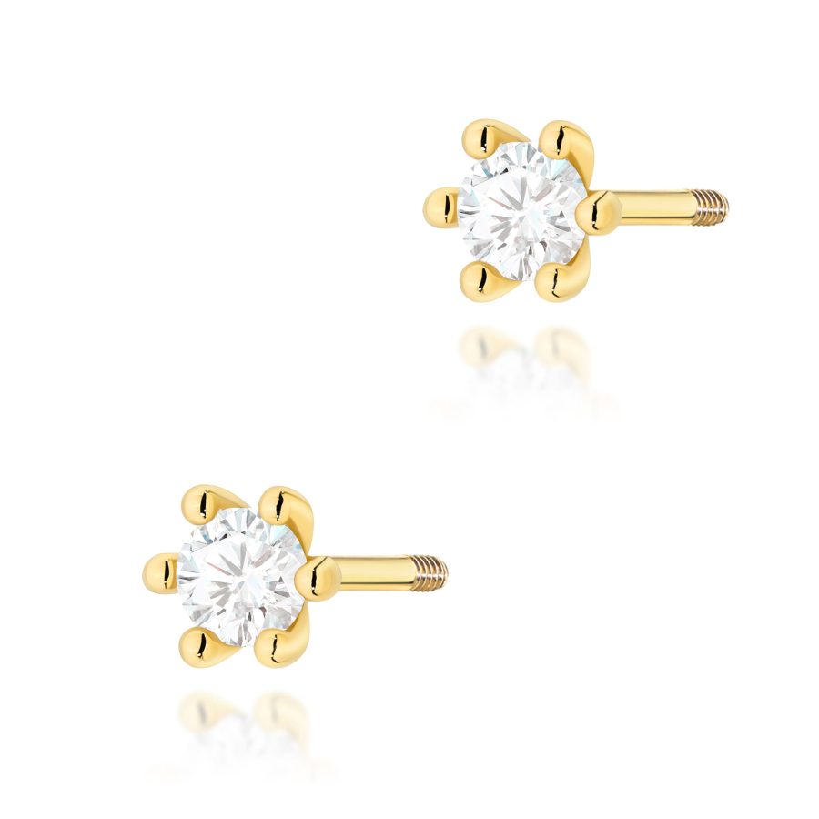 Kolczyki z diamentem 2 x 0,08 ct K0222 – żółte złoto próby 585 – widok produktu 1
