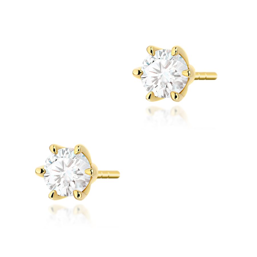 Kolczyki z diamentem 2 x 0,40 ct K0575 – żółte złoto próby 585 – widok produktu 1