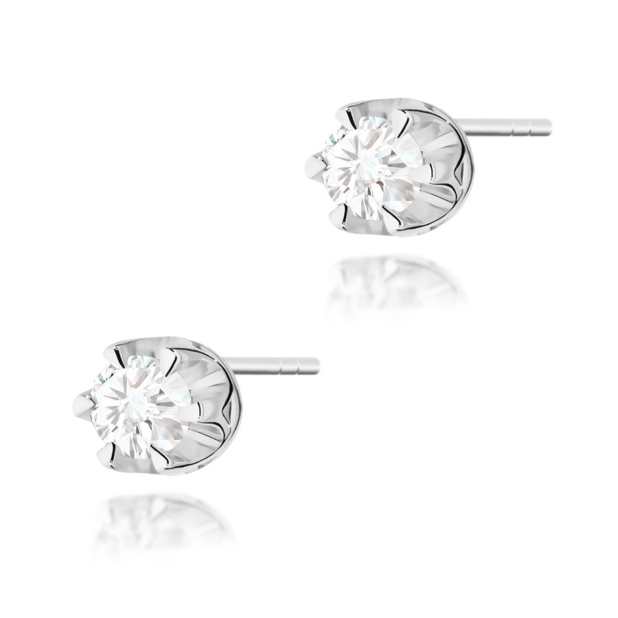 Kolczyki z diamentem 2 x 0,12 ct K0032 – białe złoto próby 585 – widok produktu 1