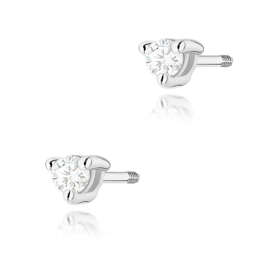 Kolczyki z diamentem 2 x 0,04 ct K0035 – białe złoto próby 585 – widok produktu 1