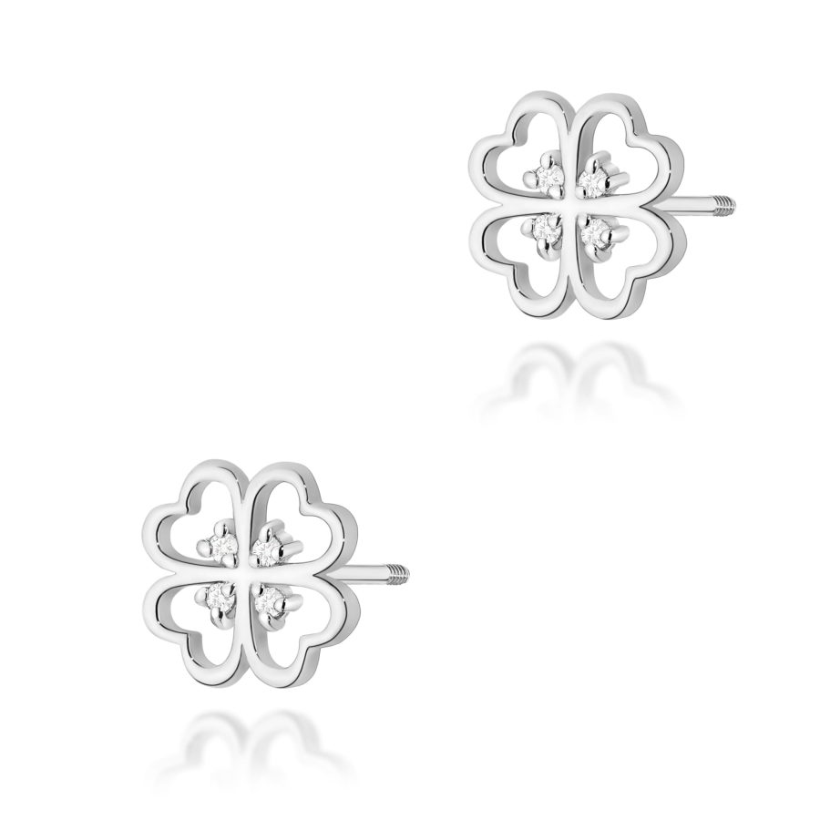 Kolczyki z diamentami 0,04 ct K0049 – białe złoto próby 585 – widok produktu 1