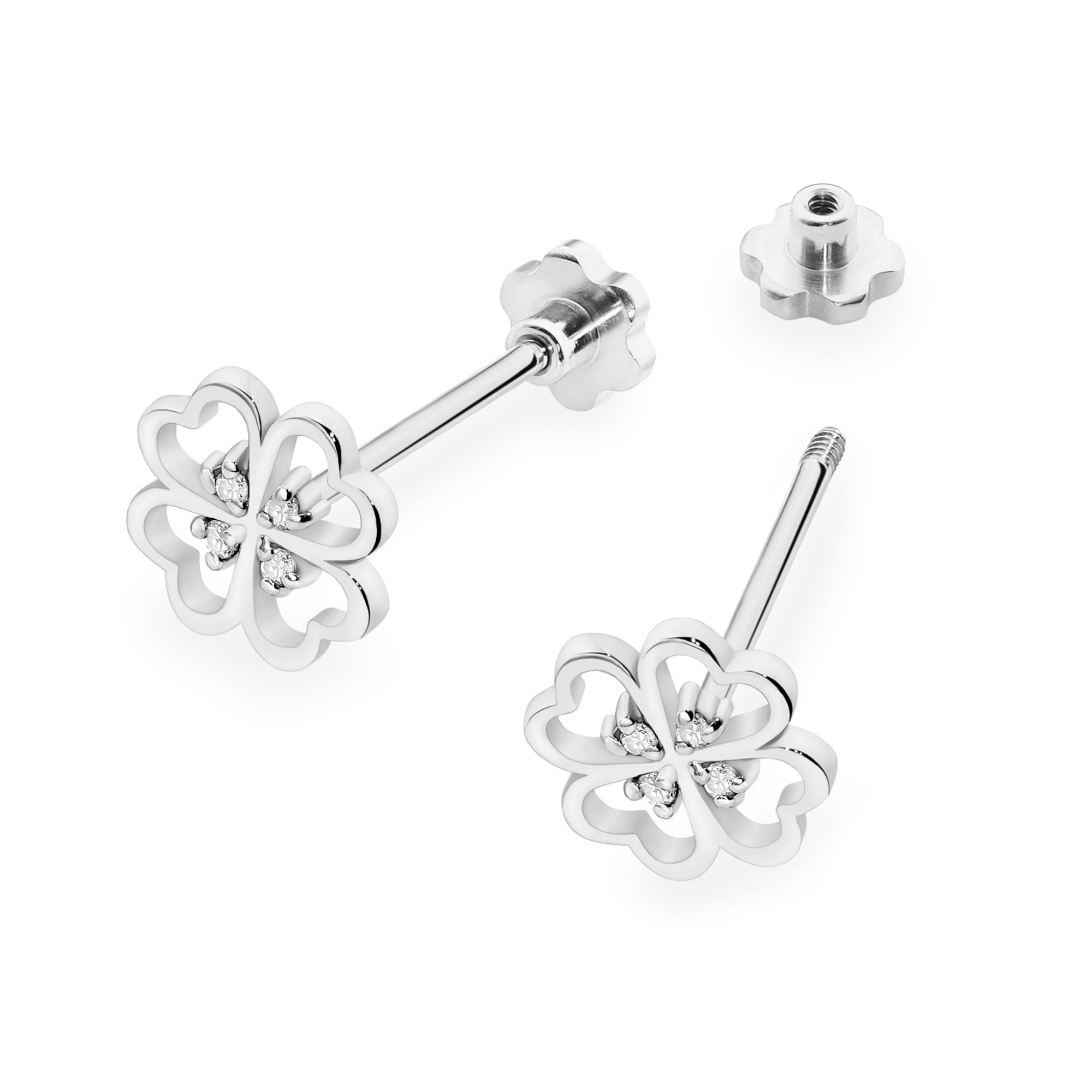Kolczyki z diamentami 0,04 ct K0049 – białe złoto próby 585 – widok produktu 2