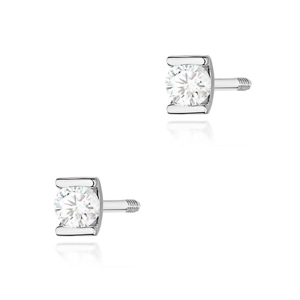 Kolczyki z diamentem 2 x 0,04 ct K0055 – białe złoto próby 585 – widok produktu 1