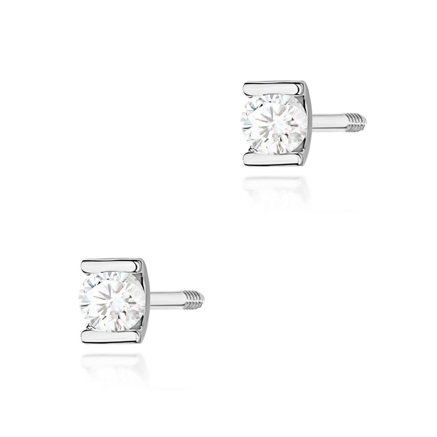Kolczyki z diamentem 2 x 0,04 ct K0055 – białe złoto próby 585 – widok produktu 1